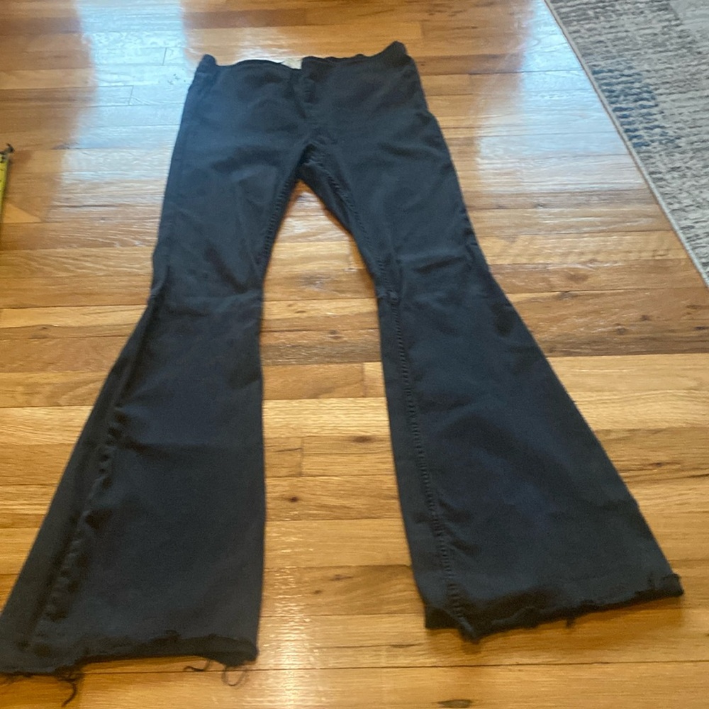 Free people black stretch big flare Jean